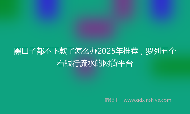 黑口子都不下款了怎么办2025年推荐，罗列五个看银行流水的网贷平台