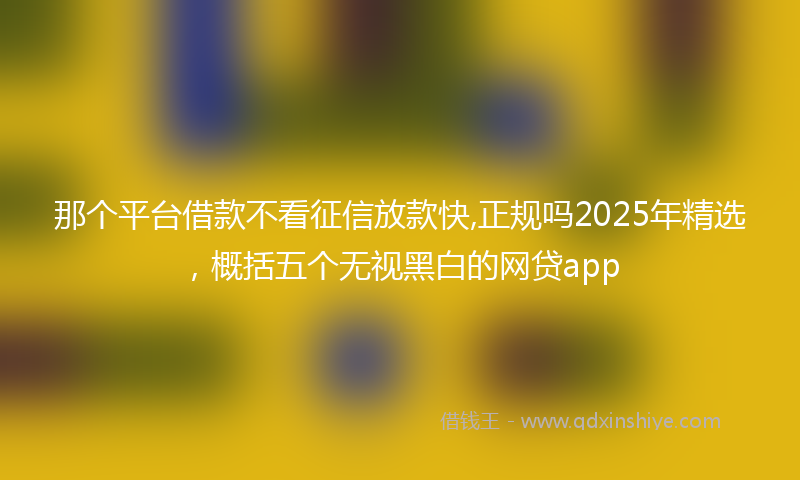 那个平台借款不看征信放款快,正规吗2025年精选，概括五个无视黑白的网贷app