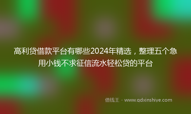 高利贷借款平台有哪些2024年精选，整理五个急用小钱不求征信流水轻松贷的平台