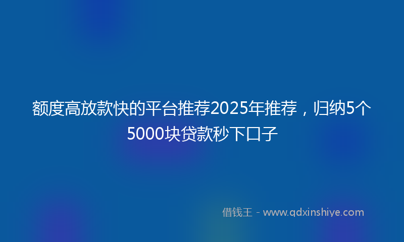 额度高放款快的平台推荐2025年推荐，归纳5个5000块贷款秒下口子