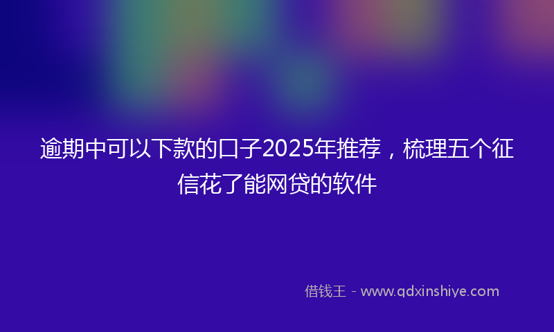 逾期中可以下款的口子2025年推荐，梳理五个征信花了能网贷的软件