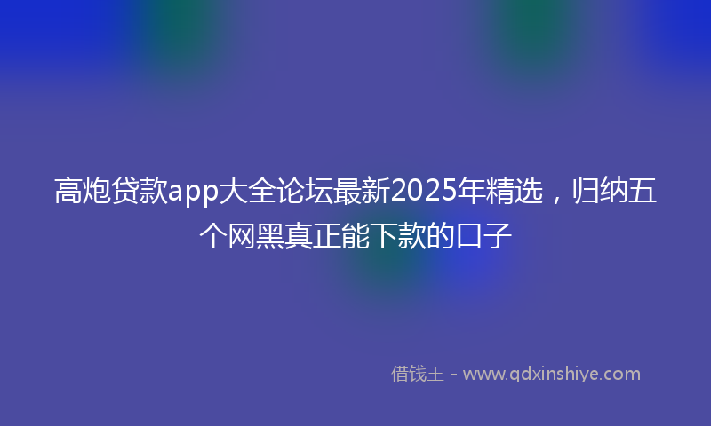 高炮贷款app大全论坛最新2025年精选，归纳五个网黑真正能下款的口子