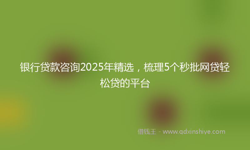 银行贷款咨询2025年精选，梳理5个秒批网贷轻松贷的平台