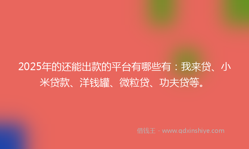 2025年的还能出款的平台有哪些有：我来贷、小米贷款、洋钱罐、微粒贷、功夫贷等。