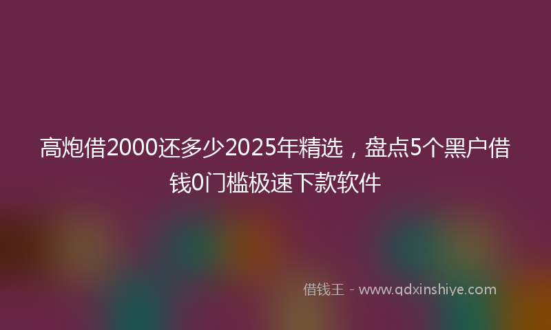 高炮借2000还多少2025年精选，盘点5个黑户借钱0门槛极速下款软件
