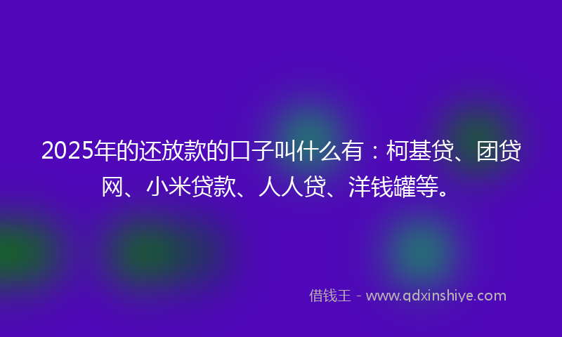 2025年的还放款的口子叫什么有：柯基贷、团贷网、小米贷款、人人贷、洋钱罐等。