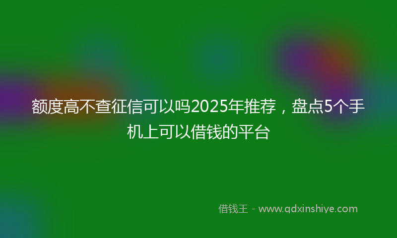 额度高不查征信可以吗2025年推荐，盘点5个手机上可以借钱的平台