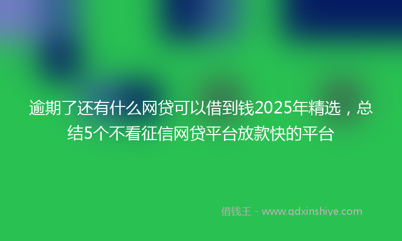 逾期了还有什么网贷可以借到钱2025年精选，总结5个不看征信网贷平台放款快的平台