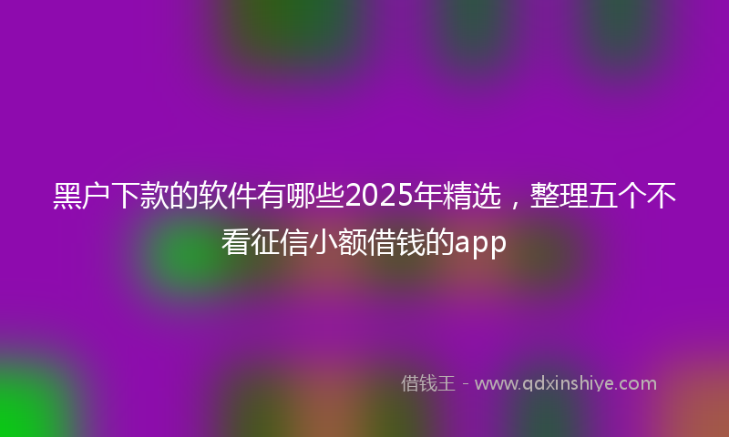 黑户下款的软件有哪些2025年精选，整理五个不看征信小额借钱的app