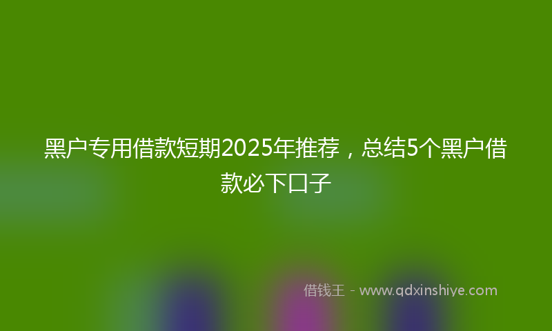 黑户专用借款短期2025年推荐，总结5个黑户借款必下口子