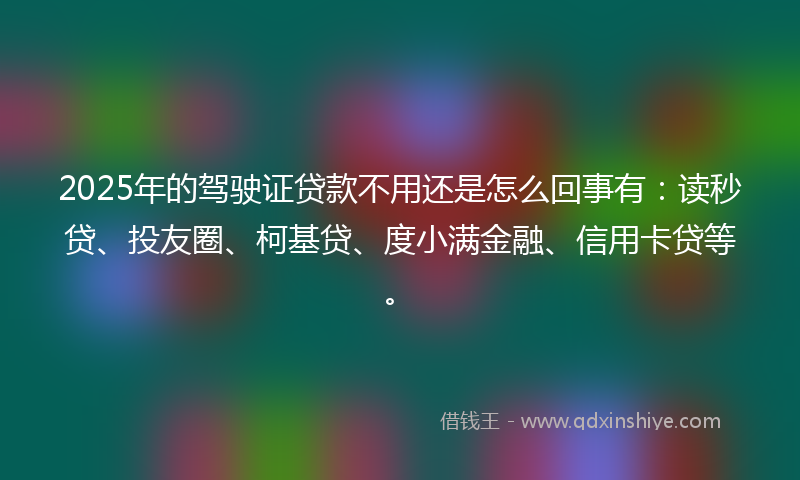 2025年的驾驶证贷款不用还是怎么回事有：读秒贷、投友圈、柯基贷、度小满金融、信用卡贷等。