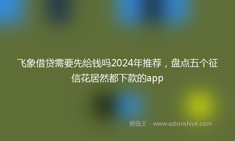 飞象借贷需要先给钱吗2024年推荐，盘点五个征信花居然都下款的app