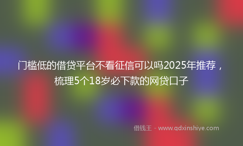 门槛低的借贷平台不看征信可以吗2025年推荐，梳理5个18岁必下款的网贷口子