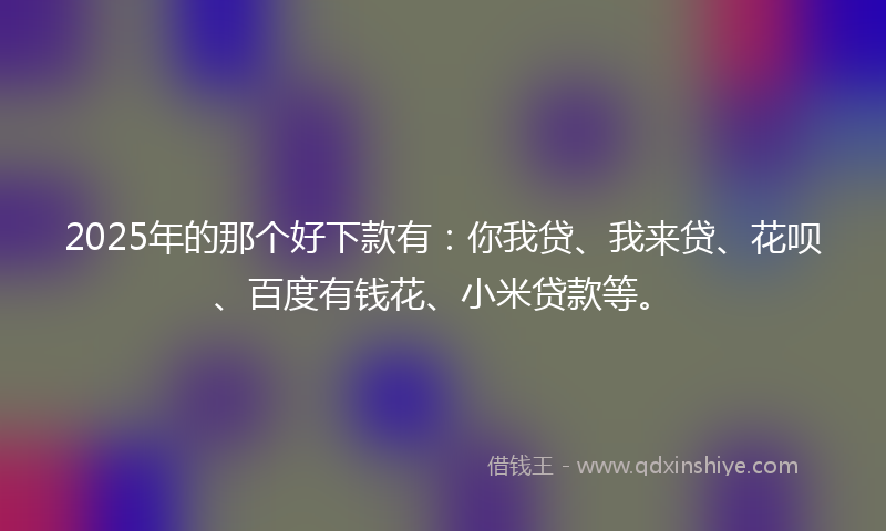 2025年的那个好下款有：你我贷、我来贷、花呗、百度有钱花、小米贷款等。
