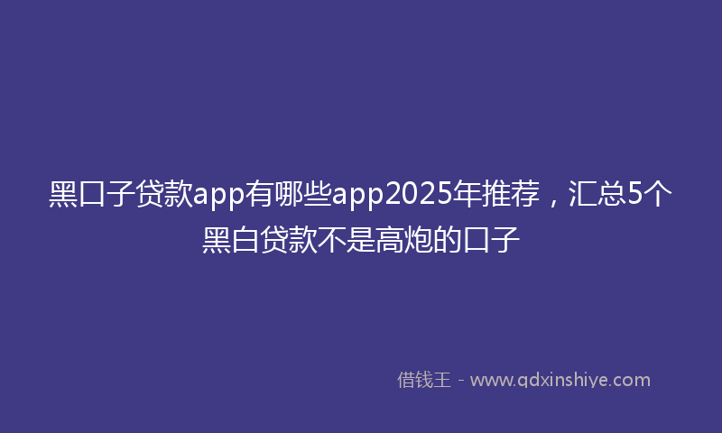 黑口子贷款app有哪些app2025年推荐，汇总5个黑白贷款不是高炮的口子