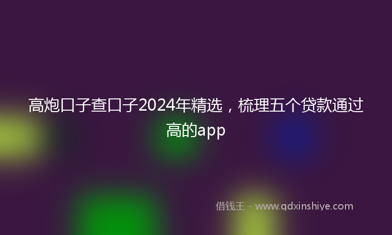 高炮口子查口子2024年精选，梳理五个贷款通过高的app