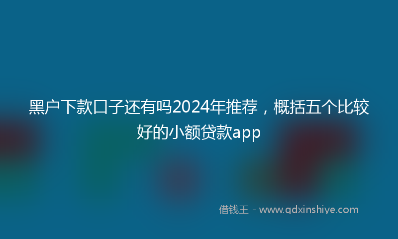 黑户下款口子还有吗2024年推荐，概括五个比较好的小额贷款app