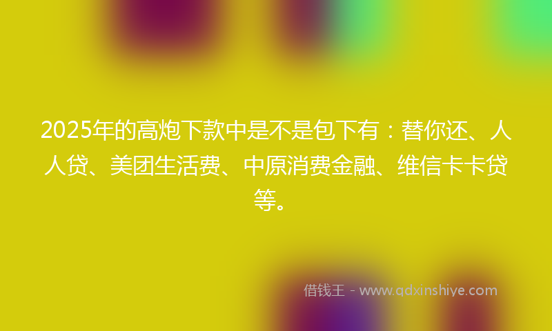 2025年的高炮下款中是不是包下有：替你还、人人贷、美团生活费、中原消费金融、维信卡卡贷等。