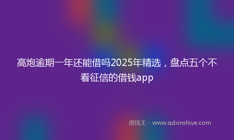 高炮逾期一年还能借吗2025年精选，盘点五个不看征信的借钱app