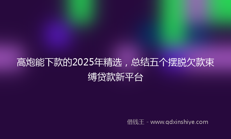 高炮能下款的2025年精选，总结五个摆脱欠款束缚贷款新平台
