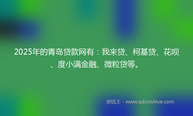 2025年的青岛贷款网有：我来贷、柯基贷、花呗、度小满金融、微粒贷等。