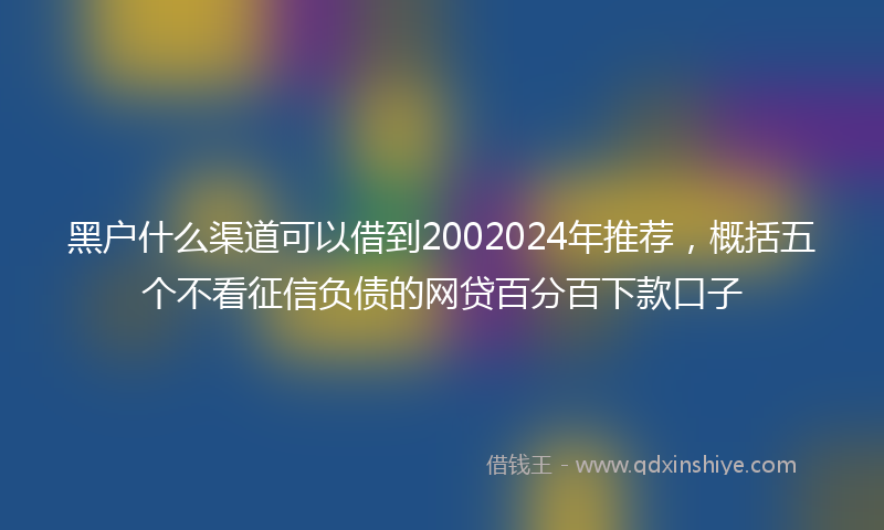 黑户什么渠道可以借到2002024年推荐，概括五个不看征信负债的网贷百分百下款口子