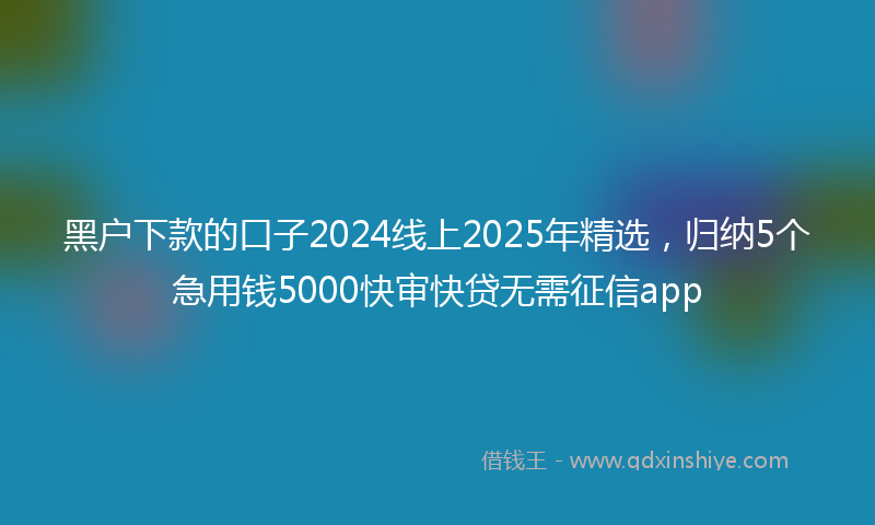 黑户下款的口子2024线上2025年精选，归纳5个急用钱5000快审快贷无需征信app