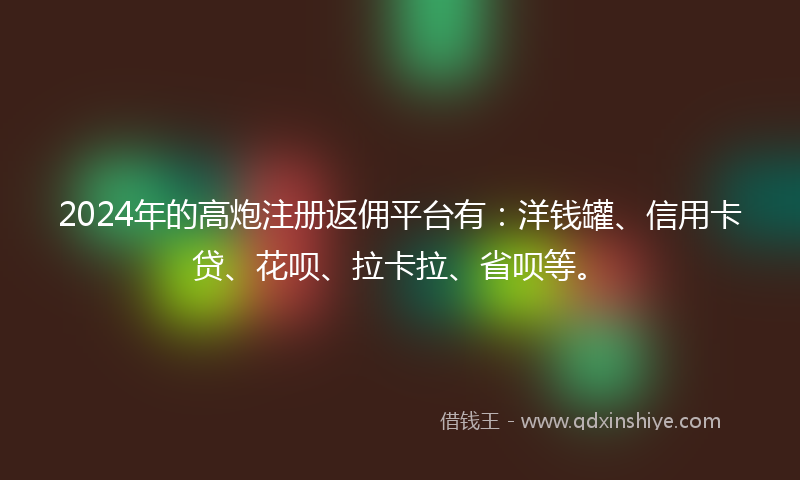 2024年的高炮注册返佣平台有：洋钱罐、信用卡贷、花呗、拉卡拉、省呗等。