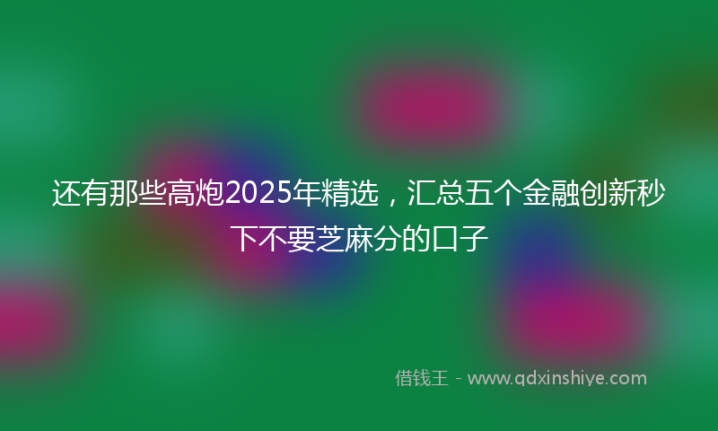 还有那些高炮2025年精选，汇总五个金融创新秒下不要芝麻分的口子