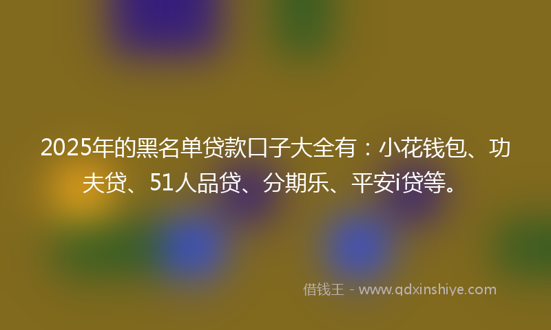 2025年的黑名单贷款口子大全有：小花钱包、功夫贷、51人品贷、分期乐、平安i贷等。