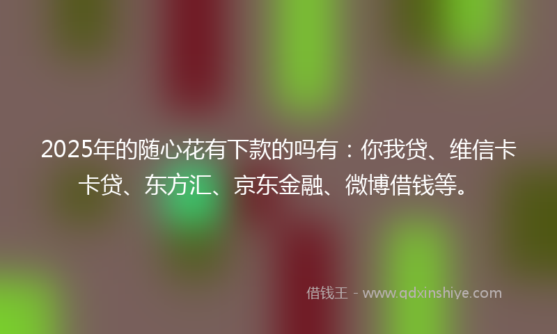 2025年的随心花有下款的吗有：你我贷、维信卡卡贷、东方汇、京东金融、微博借钱等。