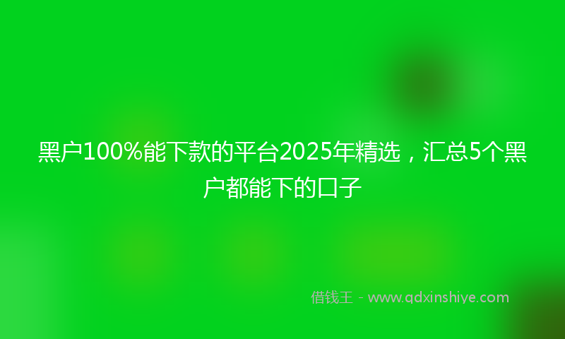 黑户100%能下款的平台2025年精选，汇总5个黑户都能下的口子