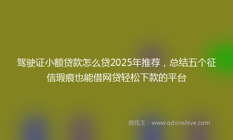 驾驶证小额贷款怎么贷2025年推荐，总结五个征信瑕疵也能借网贷轻松下款的平台