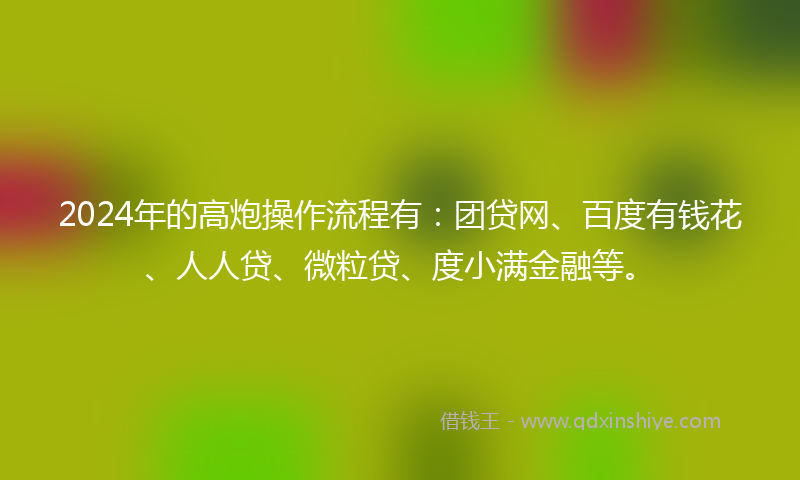 2024年的高炮操作流程有：团贷网、百度有钱花、人人贷、微粒贷、度小满金融等。
