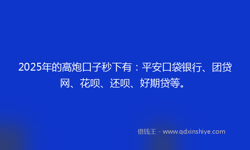 2025年的高炮口子秒下有：平安口袋银行、团贷网、花呗、还呗、好期贷等。