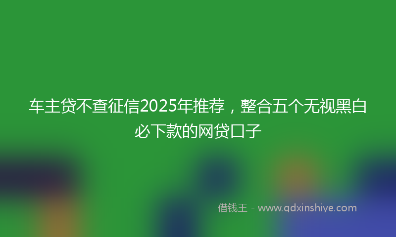 车主贷不查征信2025年推荐，整合五个无视黑白必下款的网贷口子