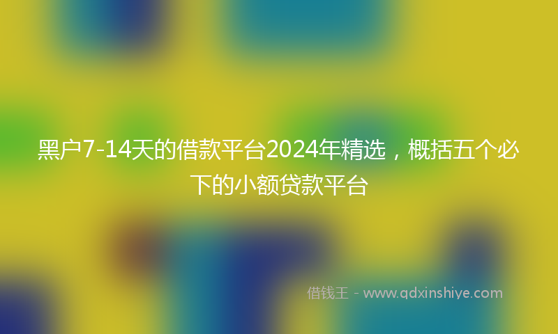 黑户7-14天的借款平台2024年精选，概括五个必下的小额贷款平台