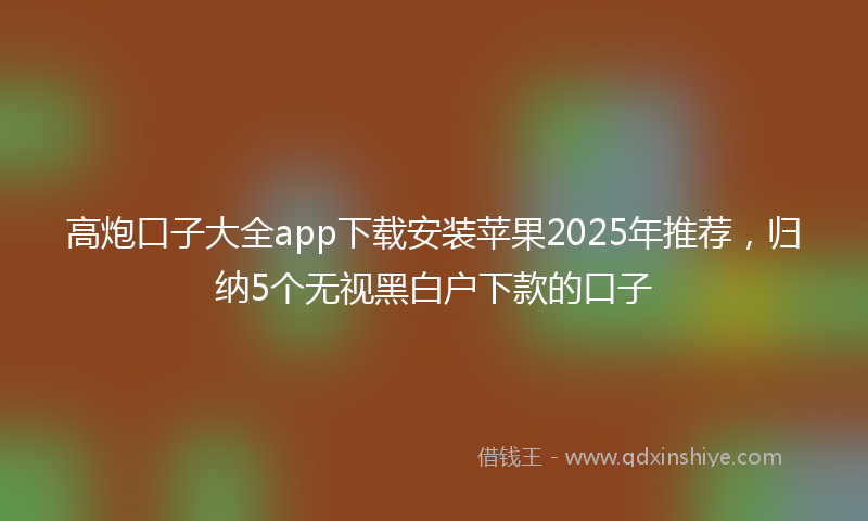 高炮口子大全app下载安装苹果2025年推荐，归纳5个无视黑白户下款的口子