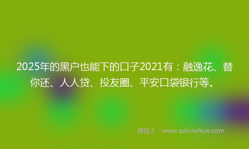 2025年的黑户也能下的口子2021有：融逸花、替你还、人人贷、投友圈、平安口袋银行等。