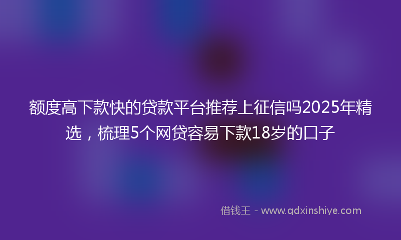 额度高下款快的贷款平台推荐上征信吗2025年精选，梳理5个网贷容易下款18岁的口子