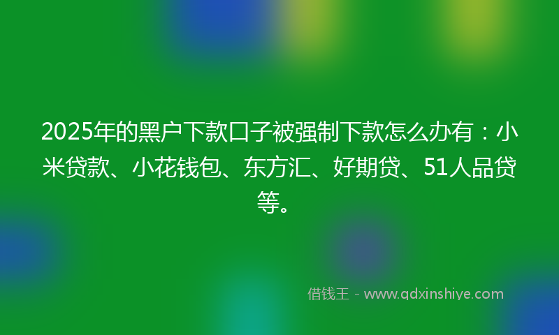2025年的黑户下款口子被强制下款怎么办有：小米贷款、小花钱包、东方汇、好期贷、51人品贷等。