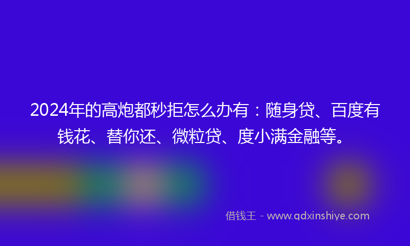 2024年的高炮都秒拒怎么办有：随身贷、百度有钱花、替你还、微粒贷、度小满金融等。