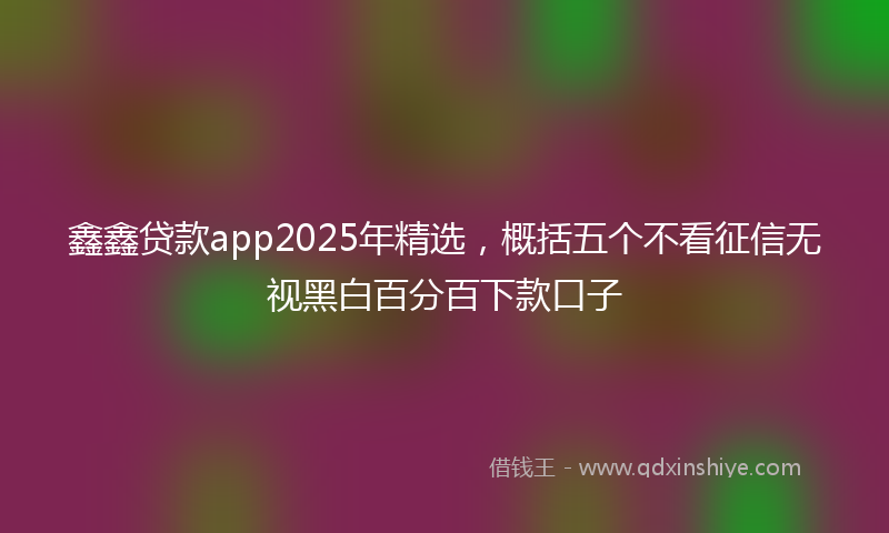 鑫鑫贷款app2025年精选，概括五个不看征信无视黑白百分百下款口子