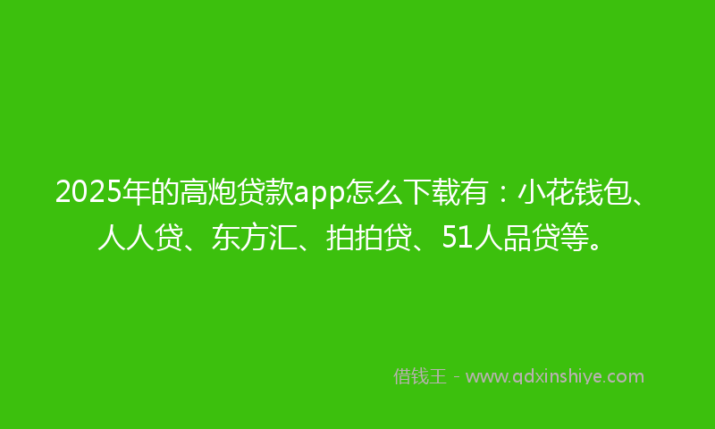 2025年的高炮贷款app怎么下载有：小花钱包、人人贷、东方汇、拍拍贷、51人品贷等。