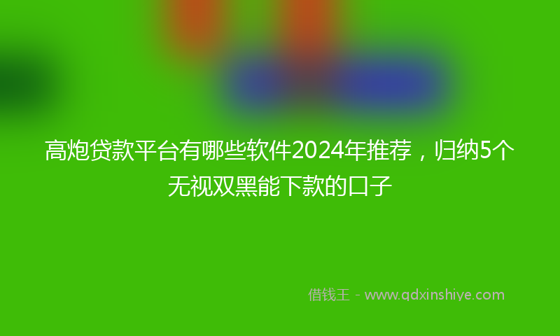 高炮贷款平台有哪些软件2024年推荐，归纳5个无视双黑能下款的口子