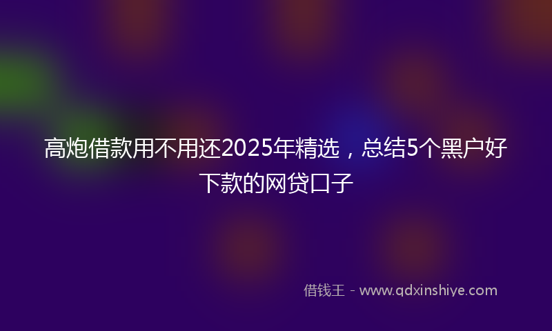 高炮借款用不用还2025年精选，总结5个黑户好下款的网贷口子