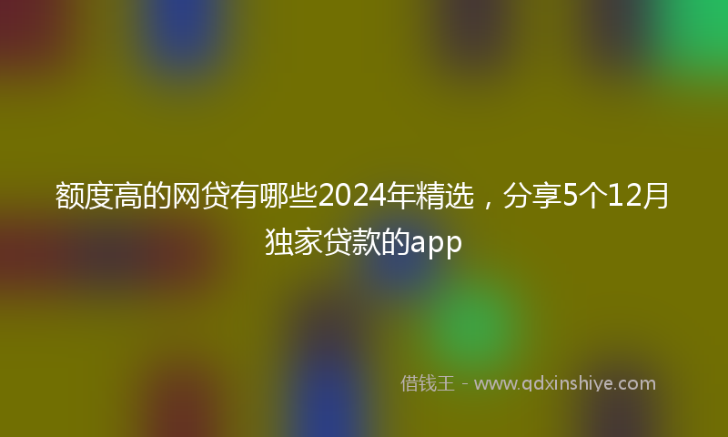 额度高的网贷有哪些2024年精选，分享5个12月独家贷款的app