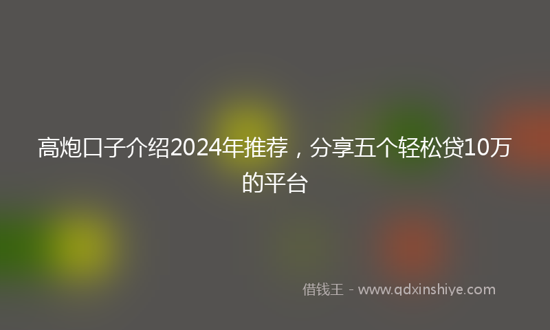 高炮口子介绍2024年推荐，分享五个轻松贷10万的平台