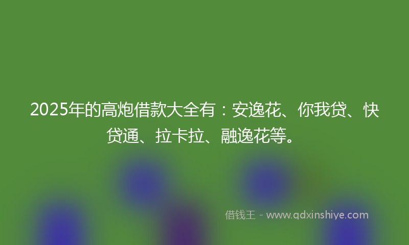 2025年的高炮借款大全有：安逸花、你我贷、快贷通、拉卡拉、融逸花等。
