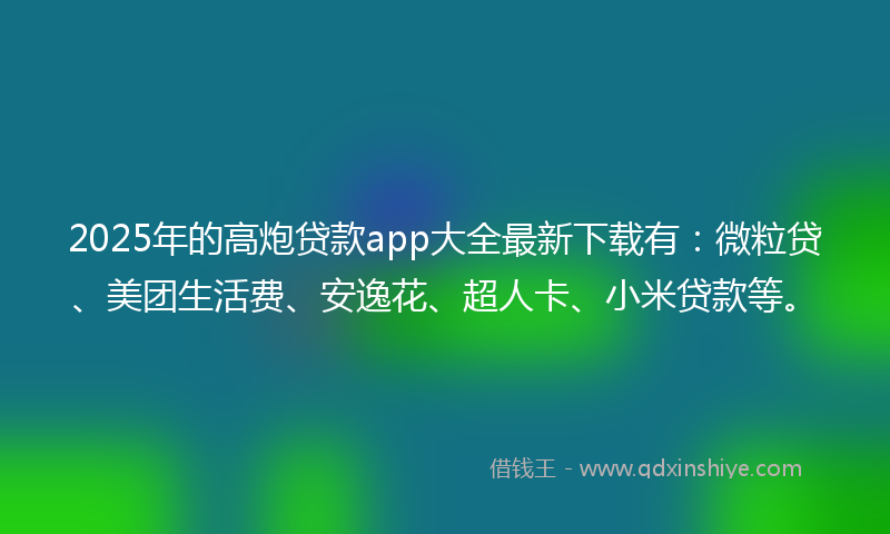 2025年的高炮贷款app大全最新下载有：微粒贷、美团生活费、安逸花、超人卡、小米贷款等。